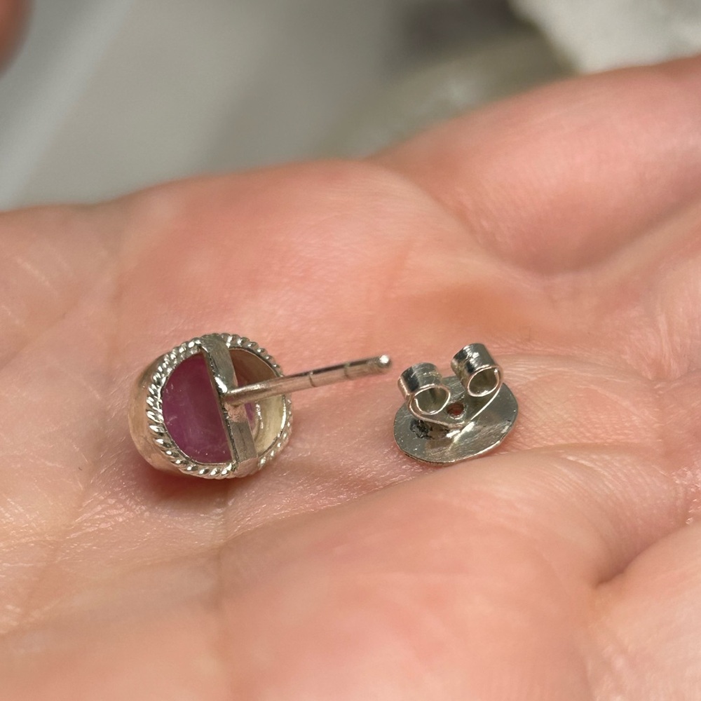 Ruby & Sterling Silver Stud Earrings - image 3